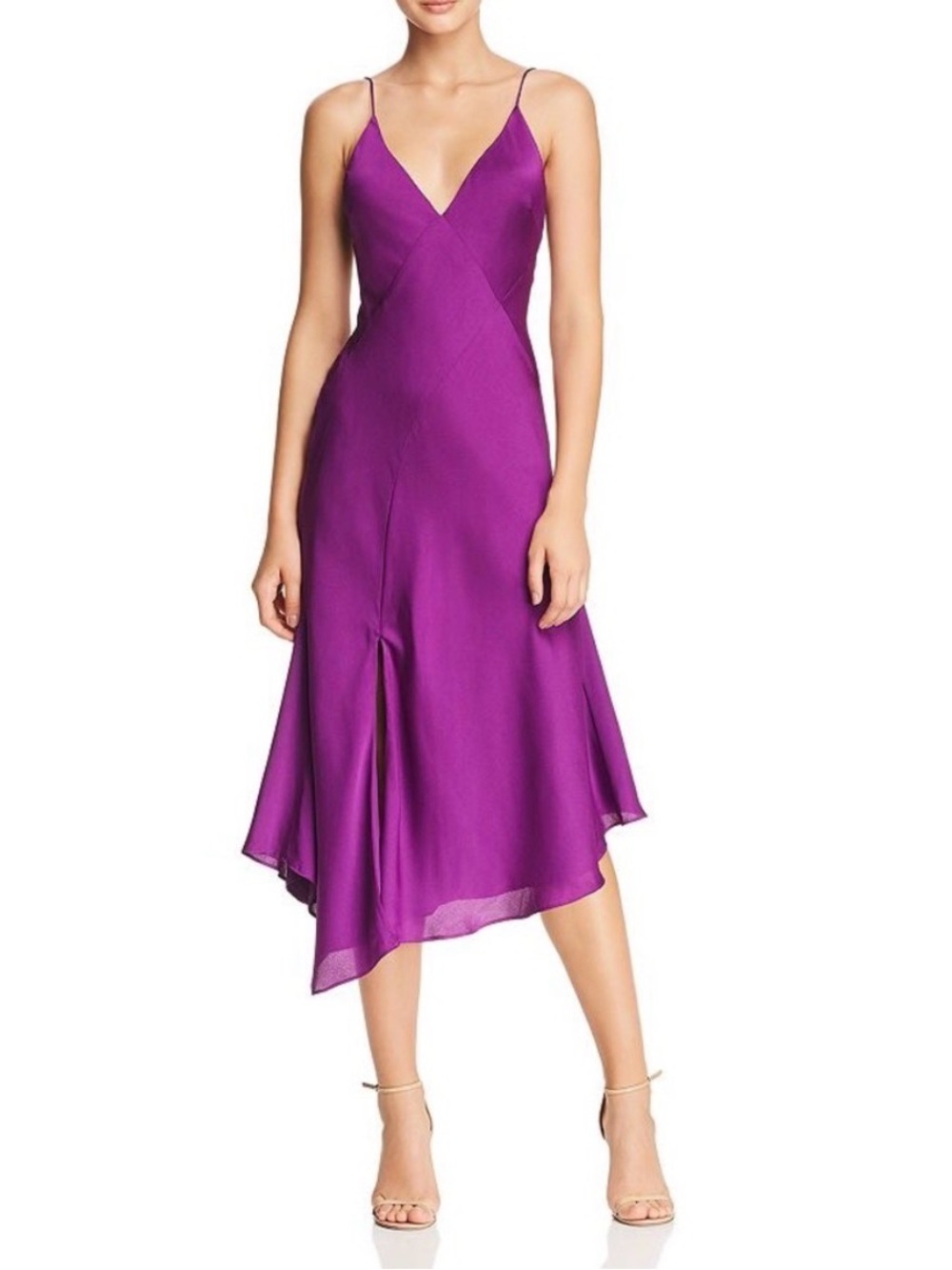 NWT KEEPSAKE the Label Purple Asymmetrical Slip Midi Dress